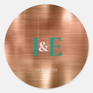 Adesivo Casamento de Texto Teal de Folha de Cobre Falso da