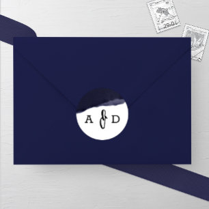 Adesivo Casamento de Traço de Pincel de Aquarela marinho