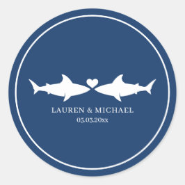 Adesivo Casamento De Tubarões Com Nomes Vestidos