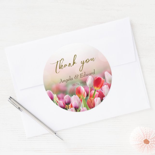 Adesivo Casamento de Tulip Florals Colorida Elegante (Envelope)