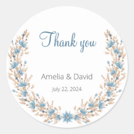 Adesivo Casamento de Verão Blue Wildflower Grass Wreath