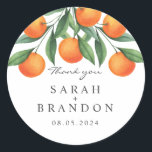 Adesivo Casamento de Verão com Folha de Laranja Laranja Aq<br><div class="desc">Casamento de Verão com Folha de Laranja Laranja Aquosa</div>