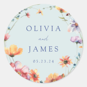 Adesivo Casamento de Verão de Blue Wildflower