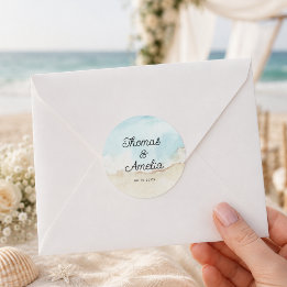Adesivo Casamento de Verão na Praia com Aquarela