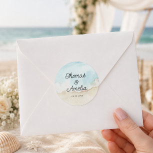 Adesivo Casamento de Verão na Praia com Aquarela