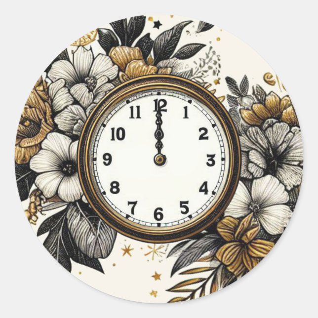 Adesivo Casamento de Vésperas de ano novo Dourada e negra (Frente)