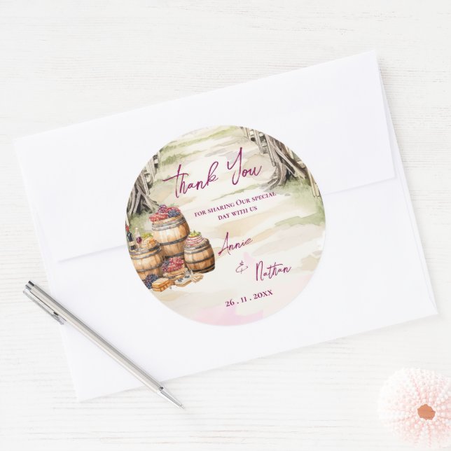 Adesivo Casamento de vinhas de vinho inspirado pela rustic (Envelope)