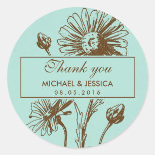 Adesivo Casamento De Vintage Daisy Flower Obrigado Sticker