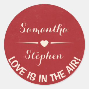 Adesivo Casamento de Vintage Love Personalizado de Red Bur