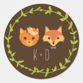 Adesivo Casamento de Whimsland Woodland Cat & Fox