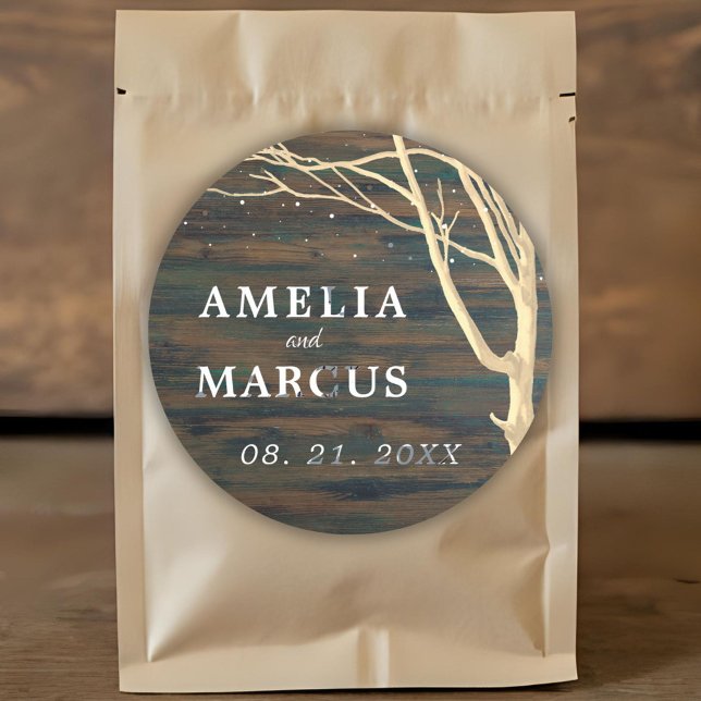 Adesivo Casamento de White Script da Árvore de inverno da  (Criador carregado)