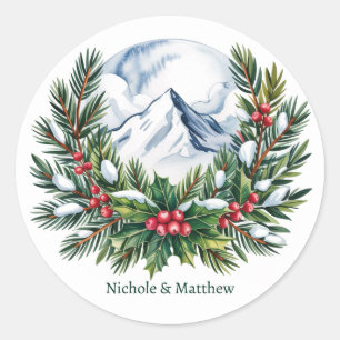 Adesivo Casamento de Wreath de Pine Snowy