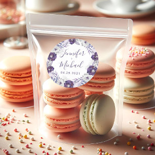 Adesivo Casamento de Wreath Floral de Púrpura e Prata