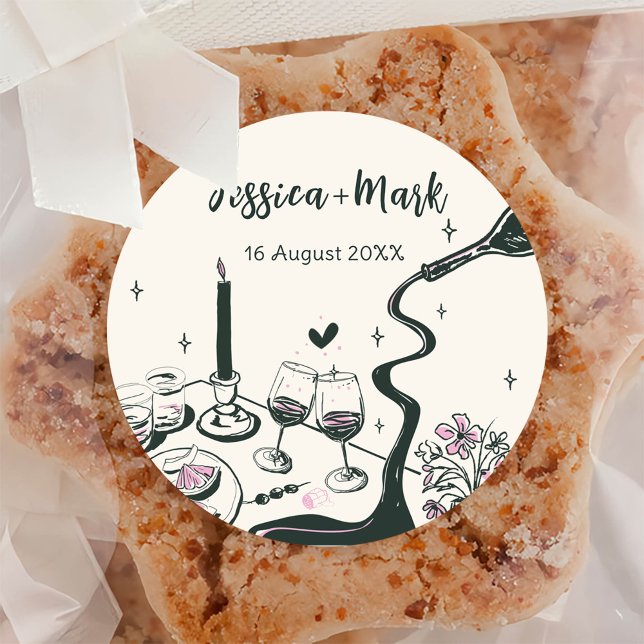 Adesivo Casamento Desenhado à Mão Caprichoso (Criador carregado)