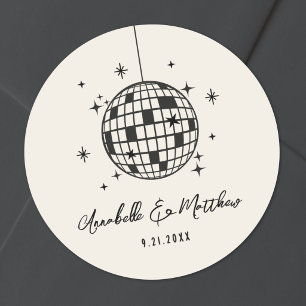 Adesivo Casamento Desenhado à Mão Disco Retro