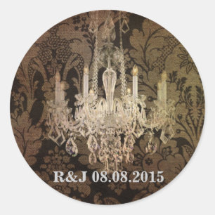 Adesivo casamento do candelabro do damasco do vintage