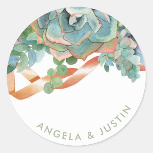 Adesivo Casamento do conjunto do Succulent da aguarela