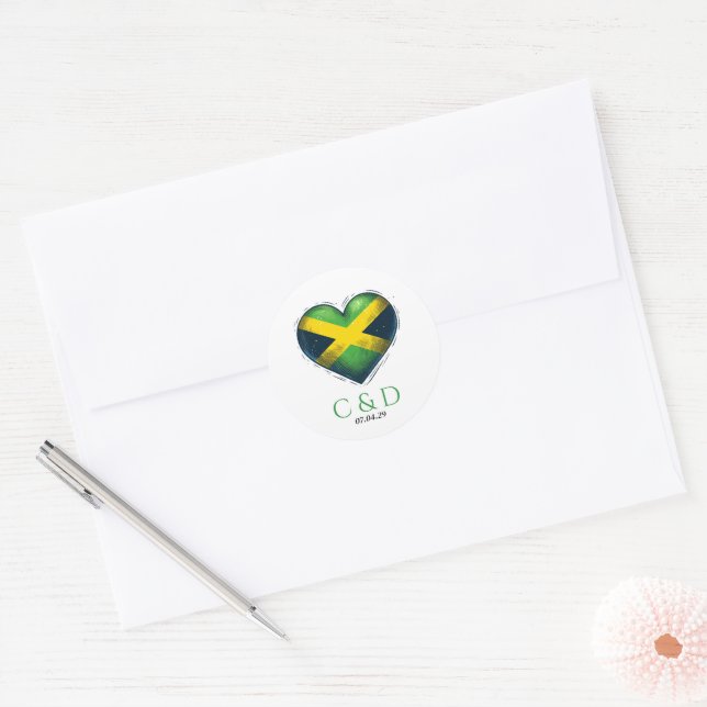 Adesivo Casamento do Coração do Casal Jamaica (Envelope)