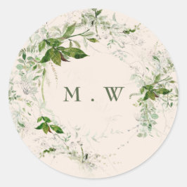 Adesivo Casamento do Creme Elegante Eucalyptus Wreath Mono