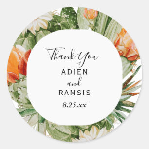 Adesivo Casamento Do Deserto De Cactus Floral Obrigado Sti