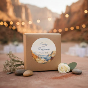 Adesivo Casamento do Deserto do Canyon Aquarela Obrigado