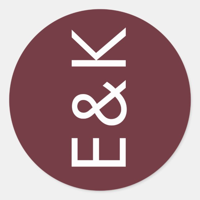 Adesivo Casamento do Grande Monograma do Burgundy Maroon M (Frente)