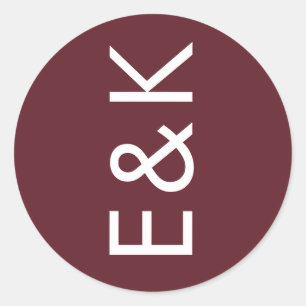 Adesivo Casamento do Grande Monograma do Burgundy Maroon M