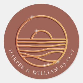 Adesivo casamento do logotipo ouro