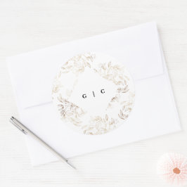 Adesivo Casamento do Monograma Botânico Desenho Branco Ele