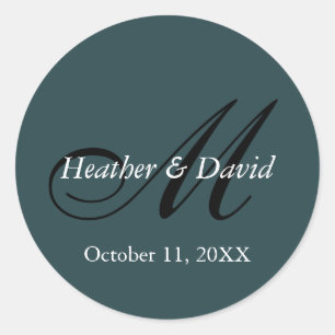 Adesivo Casamento do Monograma com Na moda de Cor Indigo