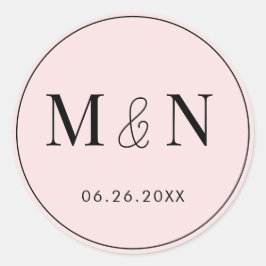 Adesivo Casamento do Monograma, cor-de-rosa e preto
