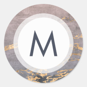 Adesivo Casamento do monograma da aguarela & do ouro