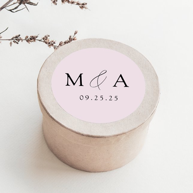 Adesivo Casamento do Monograma da Lavanda Elegante Moderna (Criador carregado)