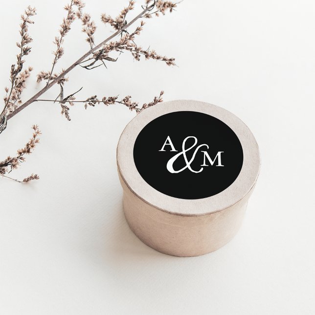 Adesivo Casamento do Monograma de Ampersand Preto e Branco (Criador carregado)