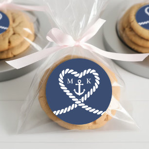 Adesivo Casamento do Monograma do Âncora Coral da Corda Az