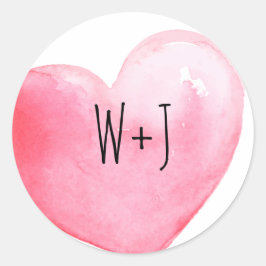 Adesivo Casamento do Monograma do Coração Cor de Água Rosa