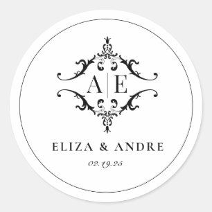 Adesivo Casamento do Monograma do Paixão Negro e Branco El