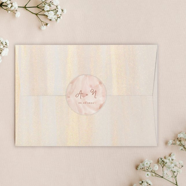 Adesivo Casamento do Monograma do Script Rustic Brown Terr (Criador carregado)