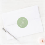 Adesivo Casamento do Monograma do Script Verde Elegante Sa<br><div class="desc">Vinhetas de casamento elegantes com um design clássico com seu monograma em letra de script.</div>