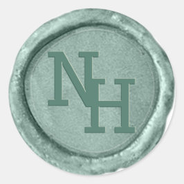 Adesivo Casamento do Monograma do Selo Verde Verde Verde V