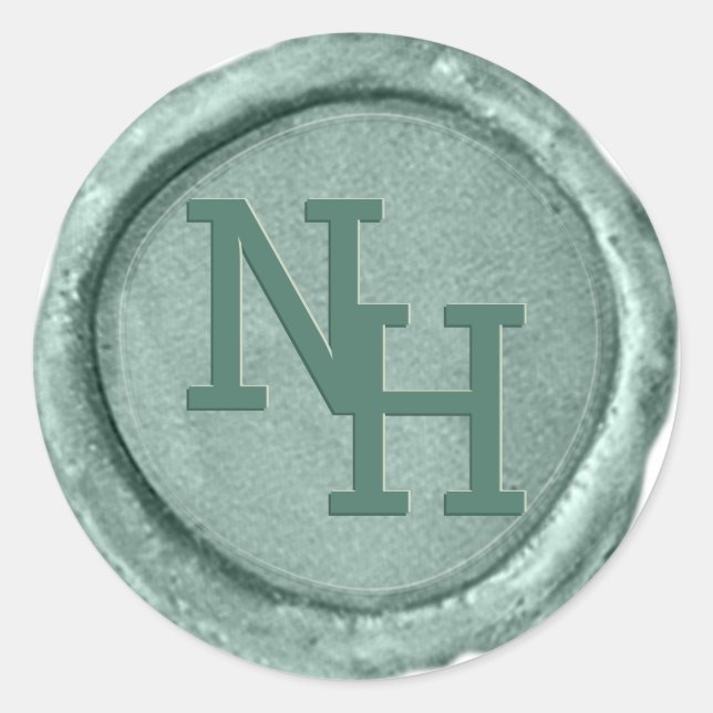 Adesivo Casamento do Monograma do Selo Verde Verde Verde V (Frente)