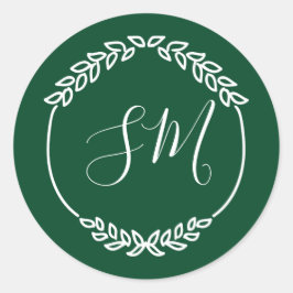 Adesivo Casamento do monograma do Wreath White Folaf Verde