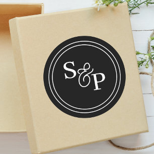 Adesivo Casamento do Monograma e Ampersand Preto e Branco