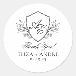 Adesivo Casamento do Monograma Elegante, Negro e Branco