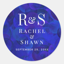 Adesivo Casamento do Monograma Moderno Real Azul Elegante