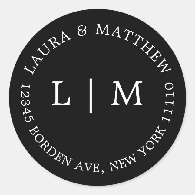 Adesivo Casamento do Monograma Negro (Frente)