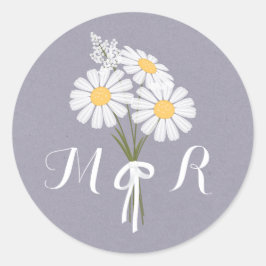 Adesivo Casamento dos Monogramas das Disies Brancas Florai