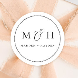 Adesivo Casamento dos Nomes do Monograma Branco Negro Clás