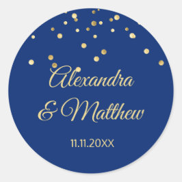 Adesivo Casamento Dourado Azul-Marinho Personalizado
