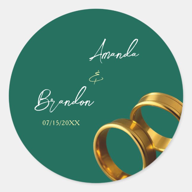 Adesivo Casamento Dourado Chic Emerald Green (Frente)
